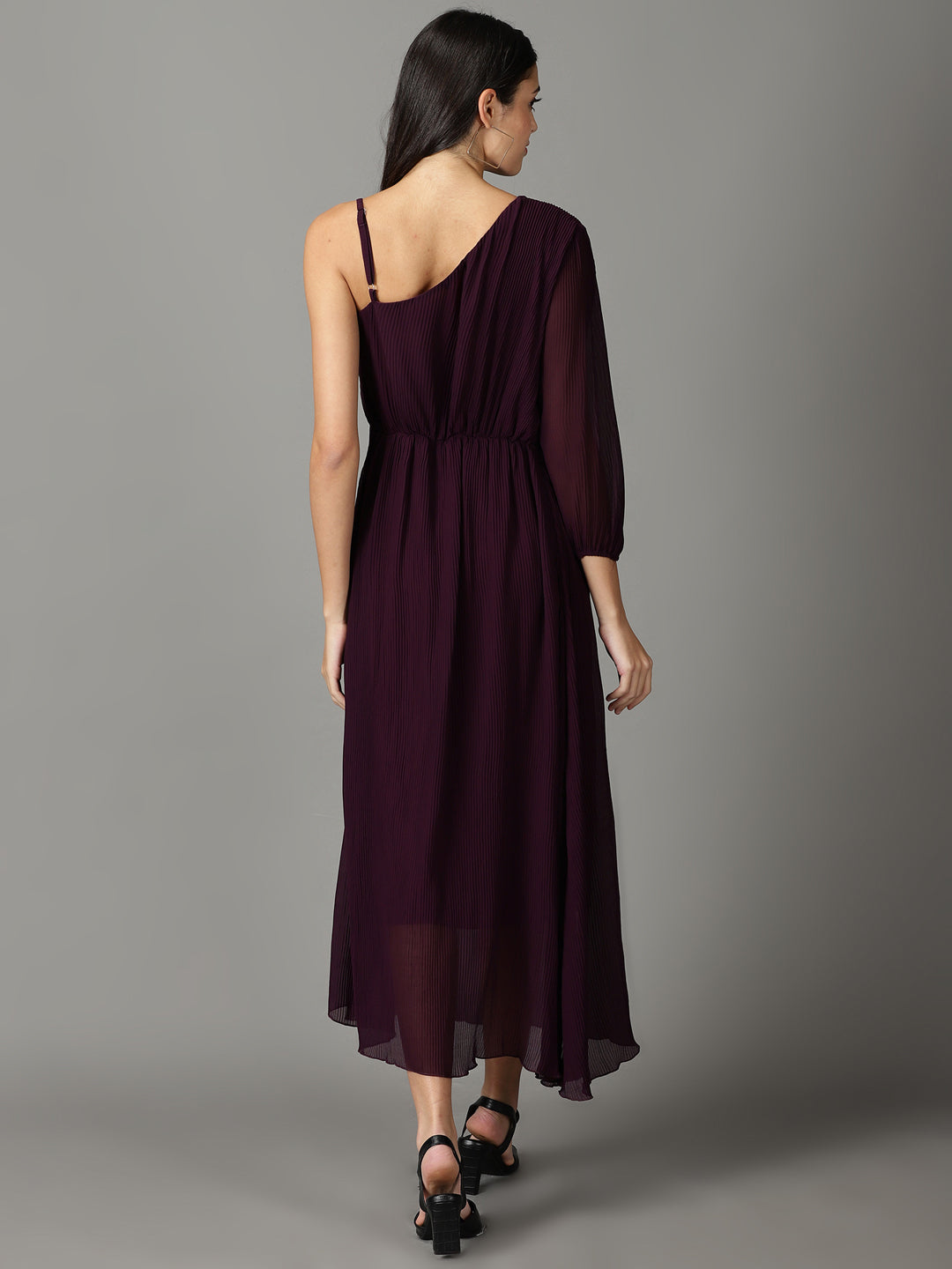 Women's Purple Solid A-Line Dress