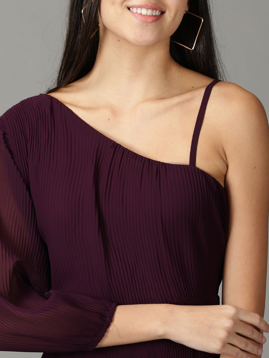 Women's Purple Solid A-Line Dress