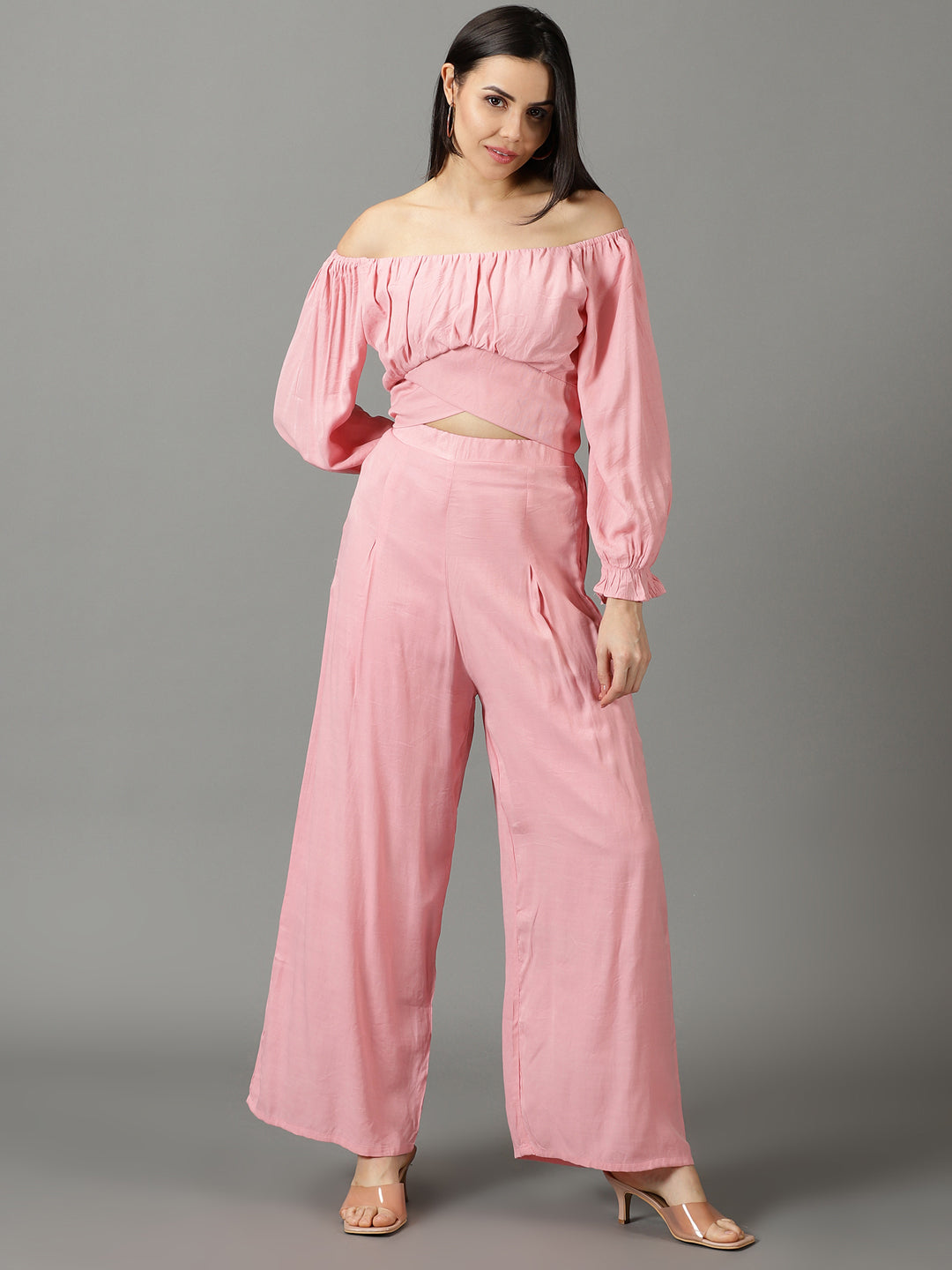 Women's Pink Solid Co-Ords