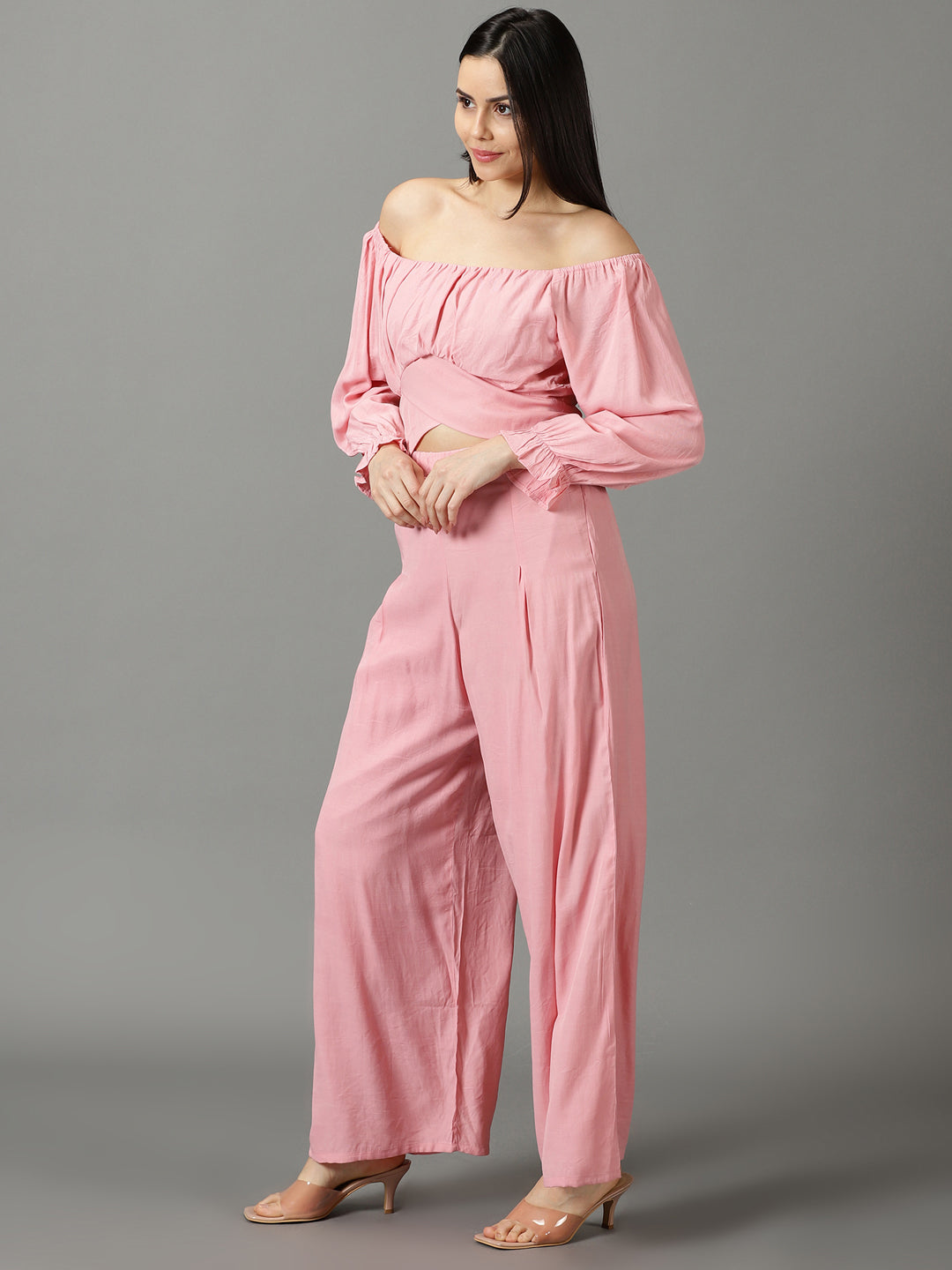 Women's Pink Solid Co-Ords