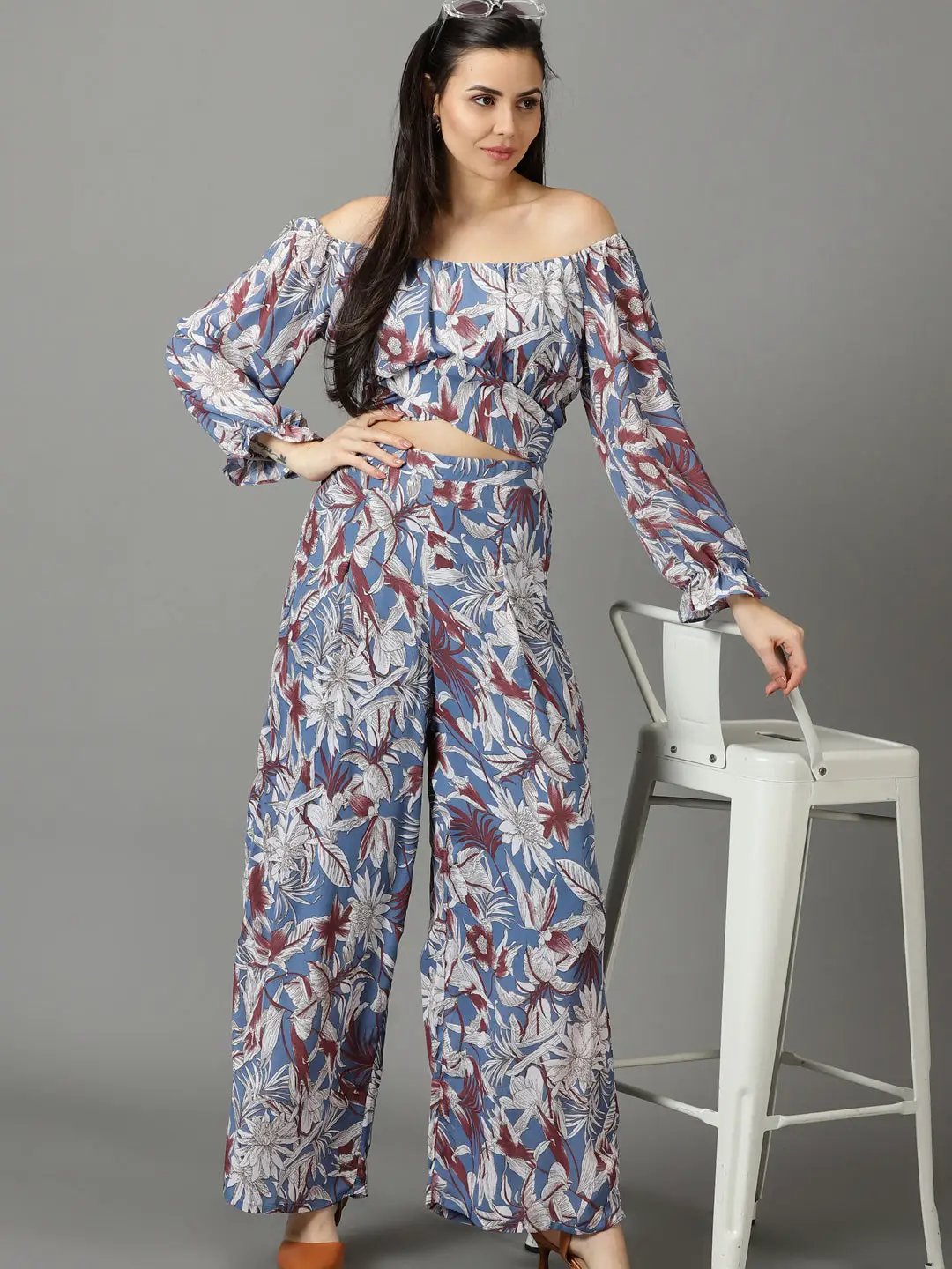 Women's Blue Printed Co-Ords Set