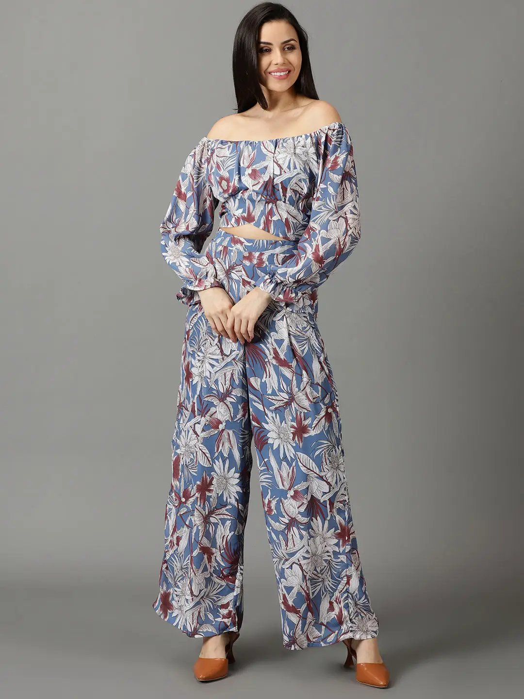 Women's Blue Printed Co-Ords Set