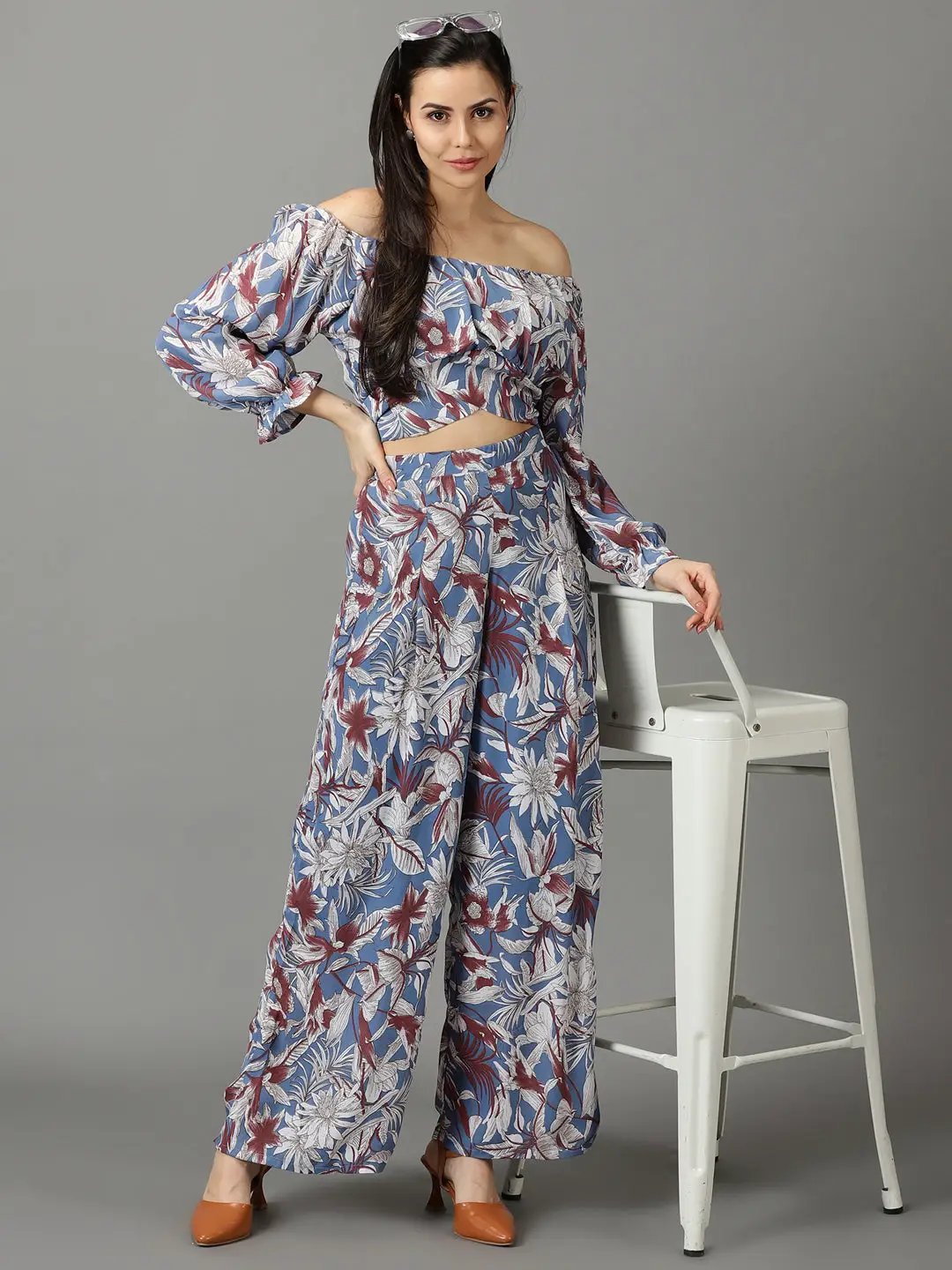 Women's Blue Printed Co-Ords Set