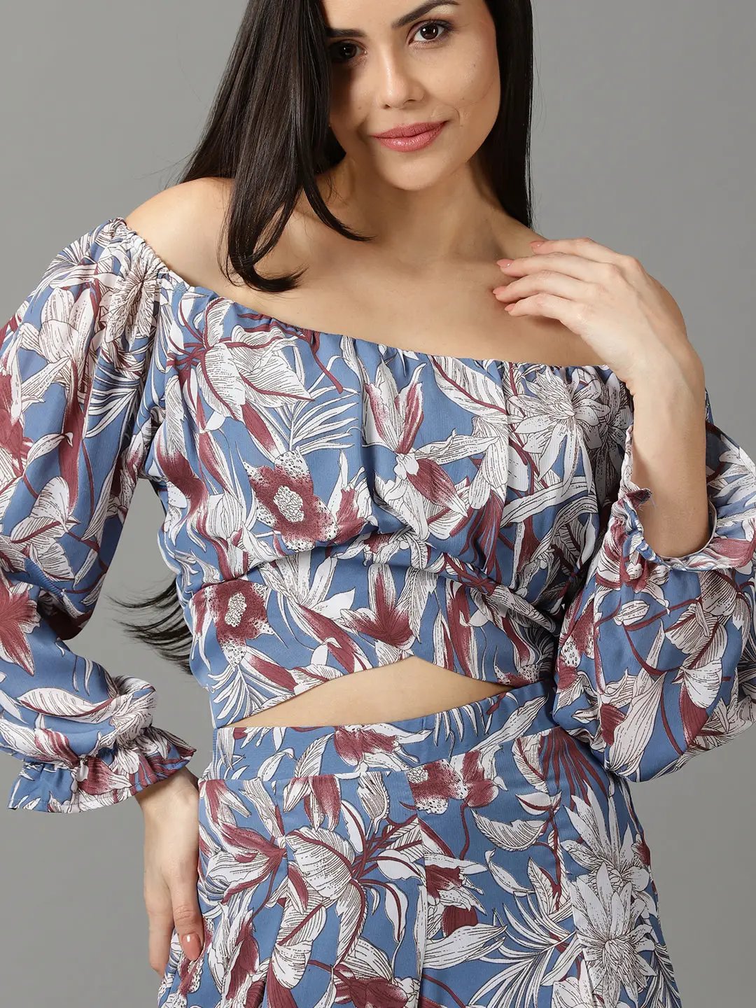 Women's Blue Printed Co-Ords Set