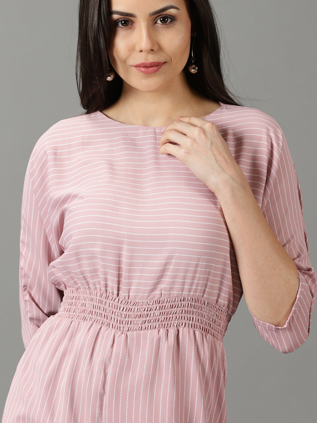 Women's Pink Striped Jumpsuit