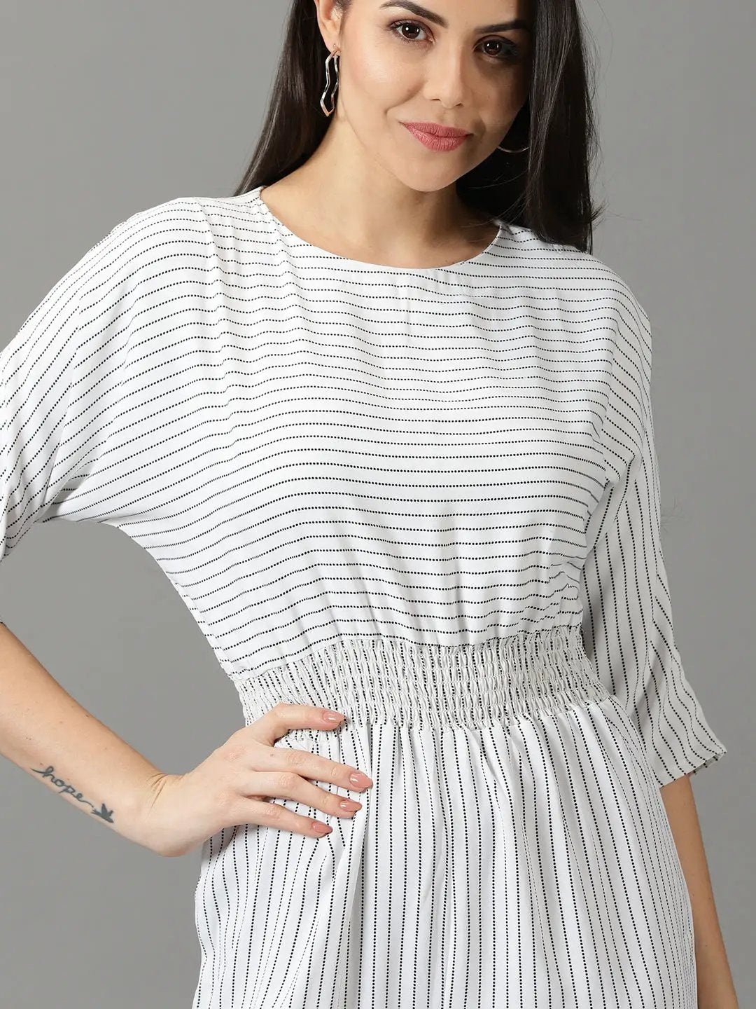 Women's White Striped Jumpsuit