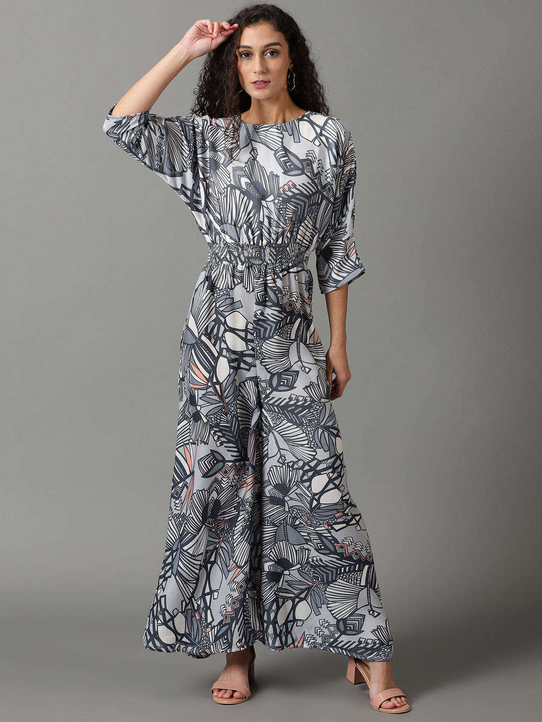 Women's Blue Printed Jumpsuit