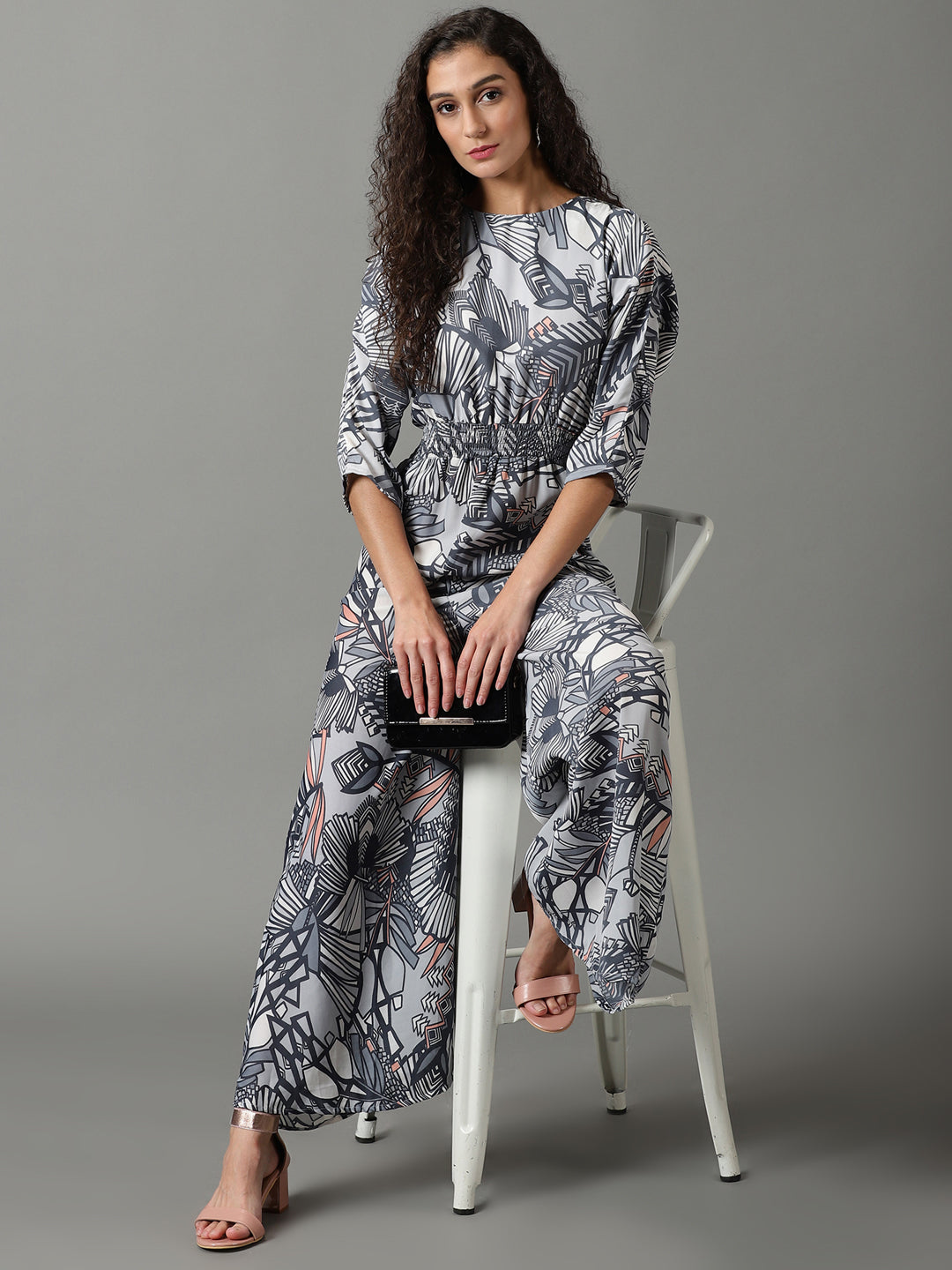 Women's Blue Printed Jumpsuit