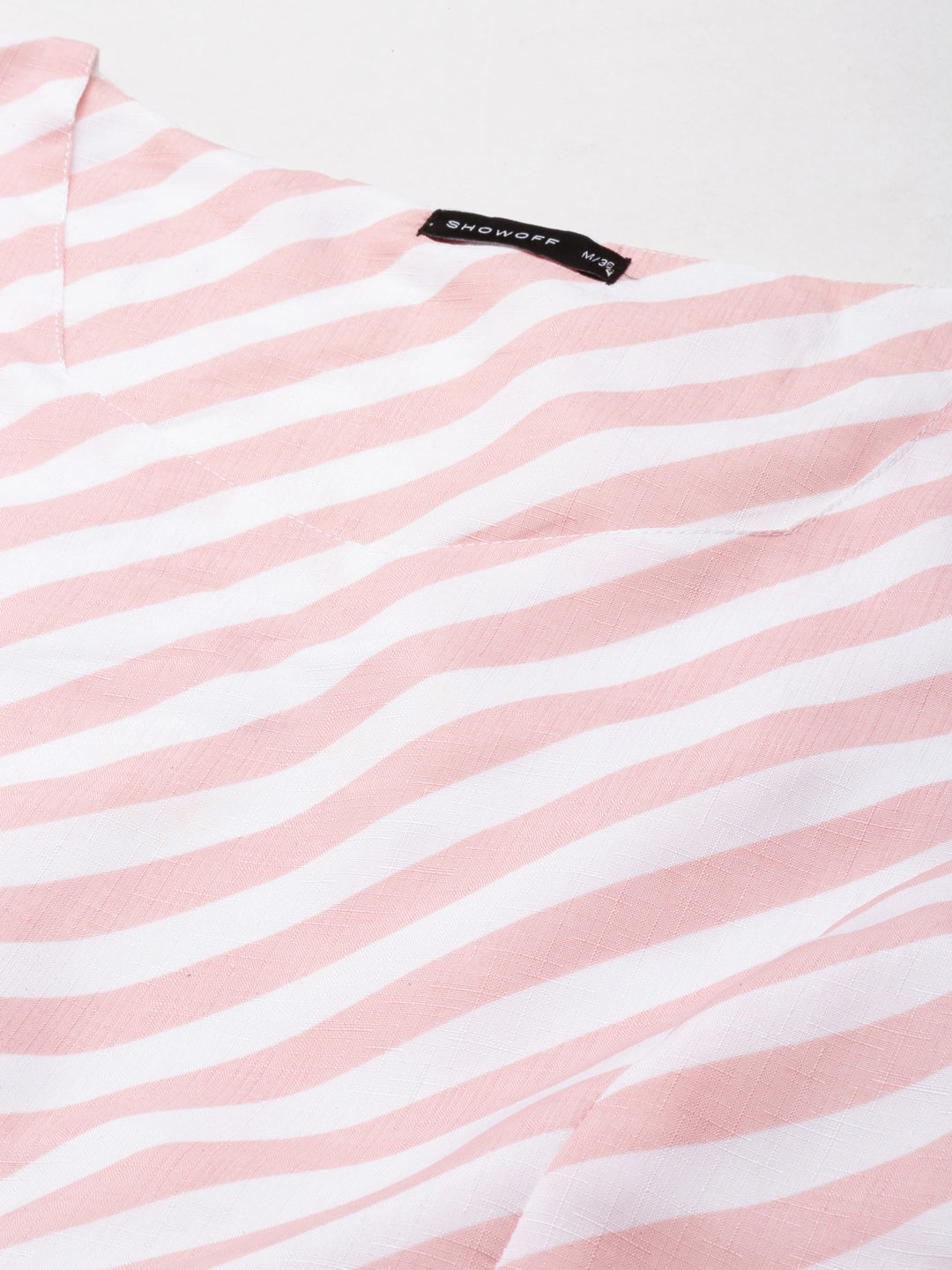 Women Peach Striped Co-Ords