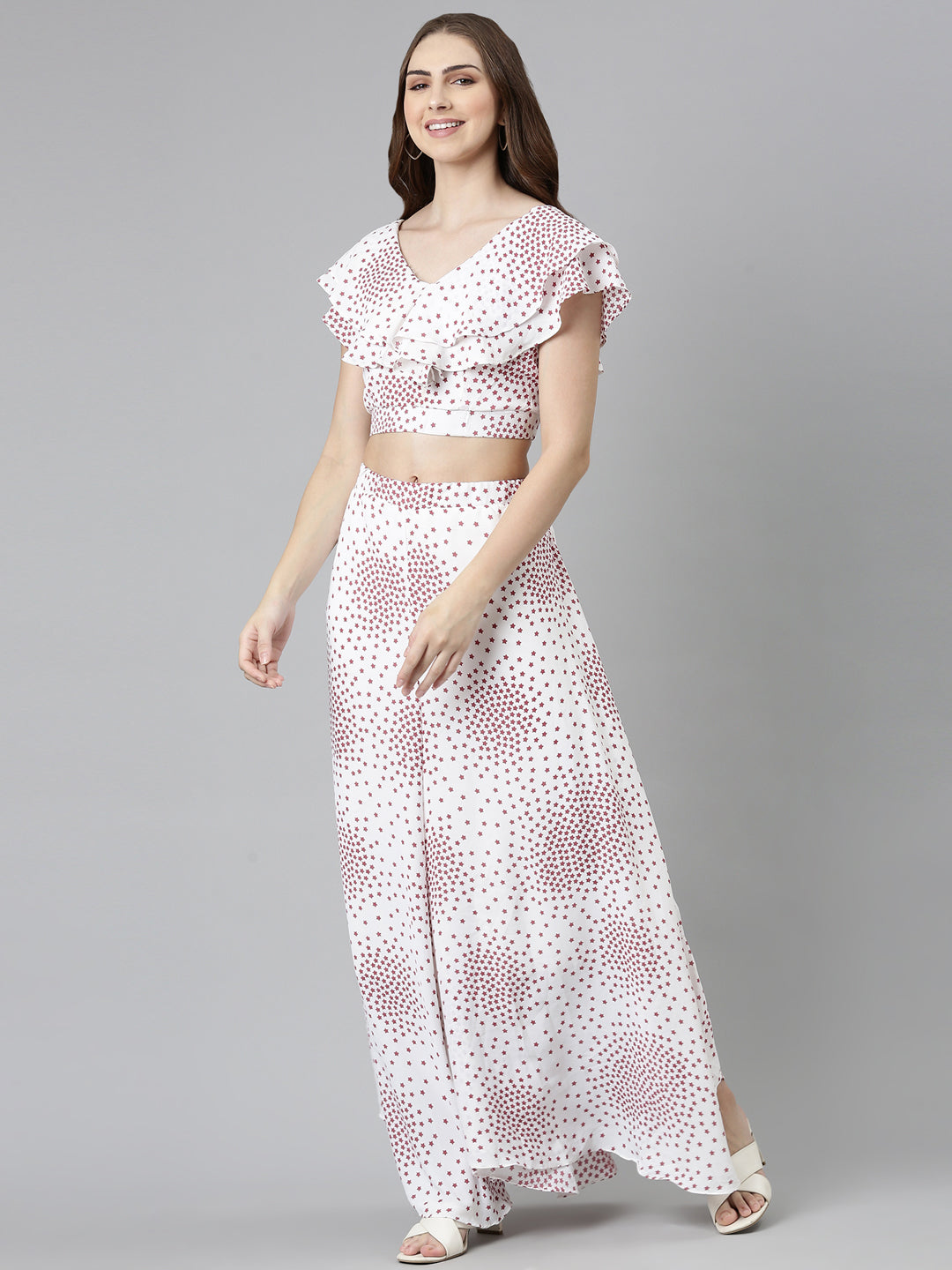 Women White Printed Co-Ords