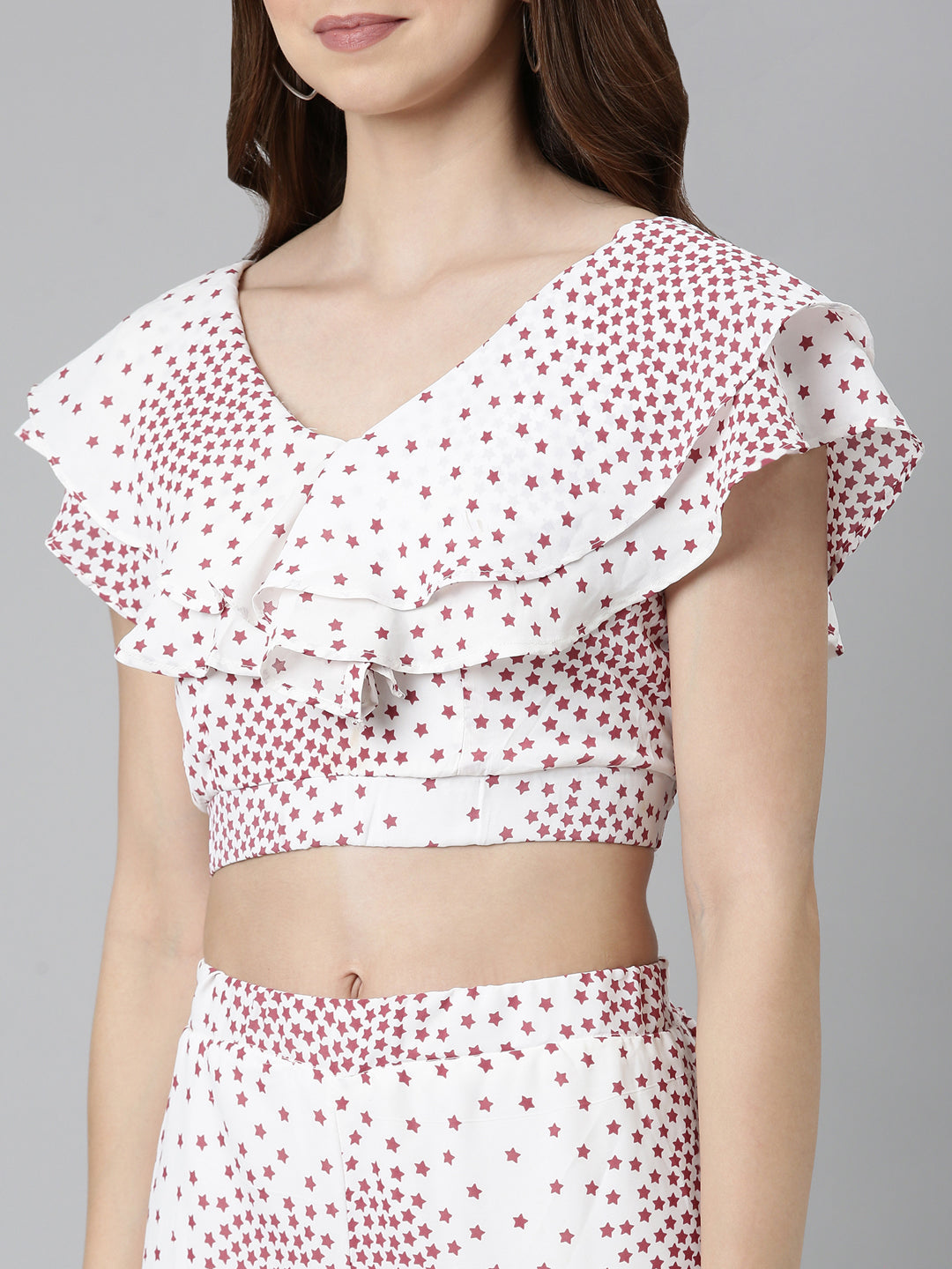 Women White Printed Co-Ords