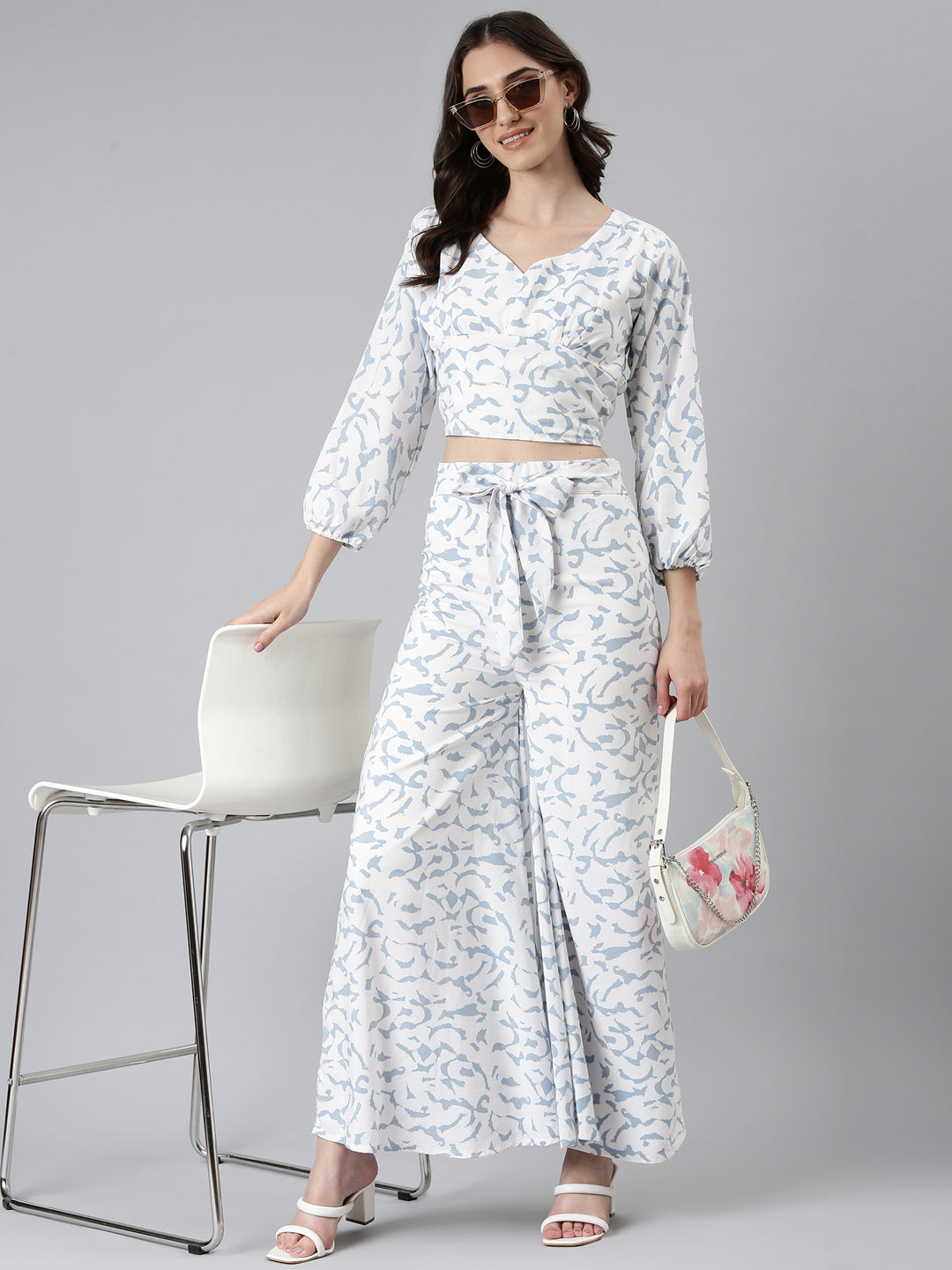 Women Blue Printed Co-Ords