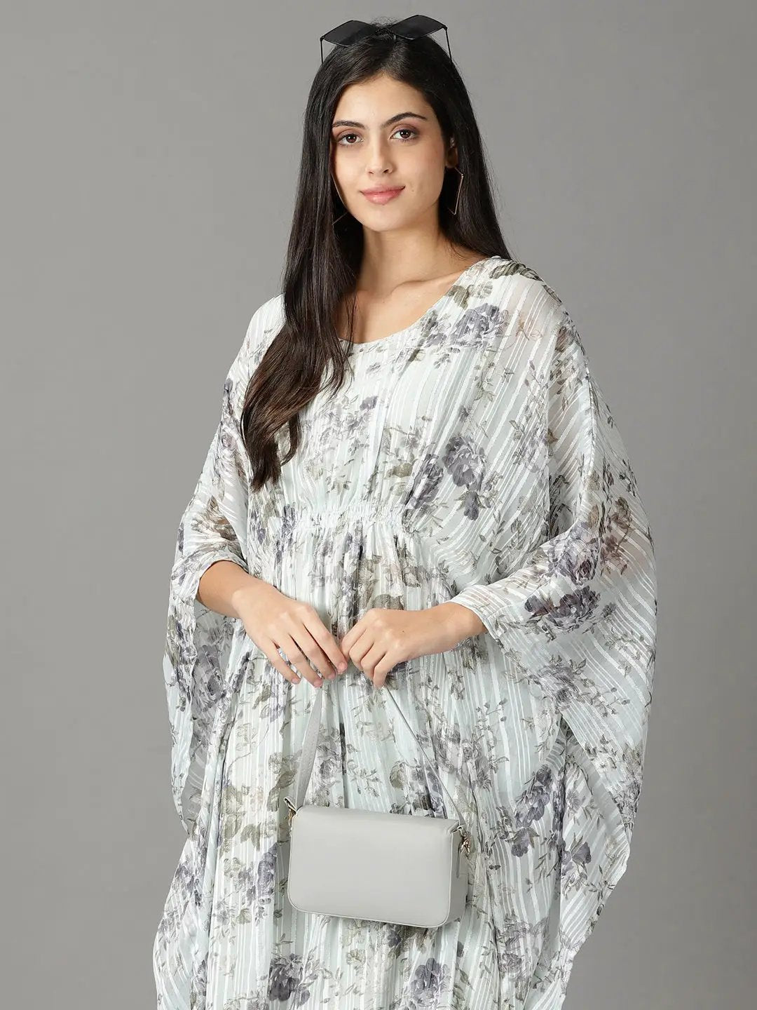 Women's Sea Green Printed Kaftan Dress