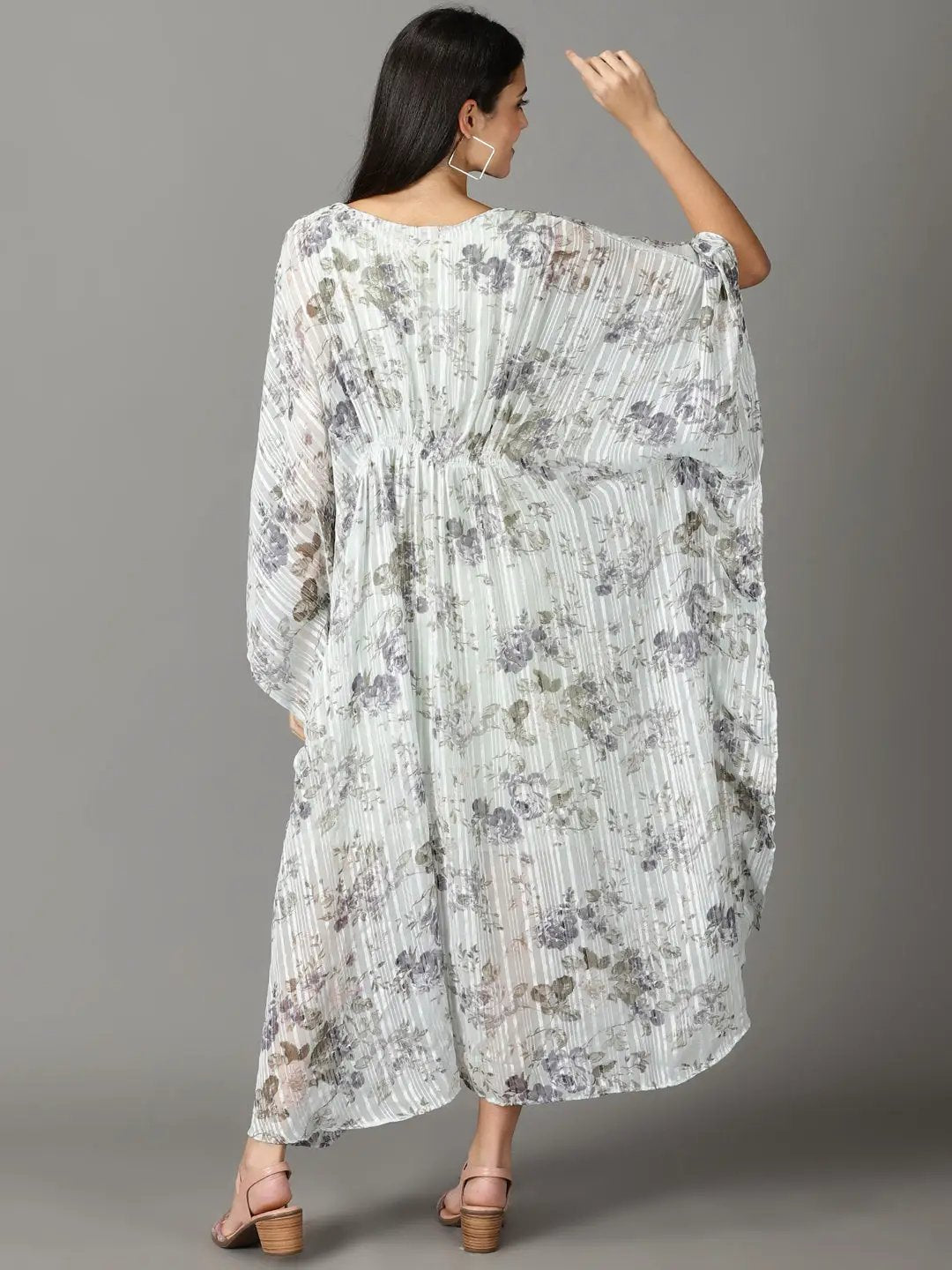 Women's Sea Green Printed Kaftan Dress