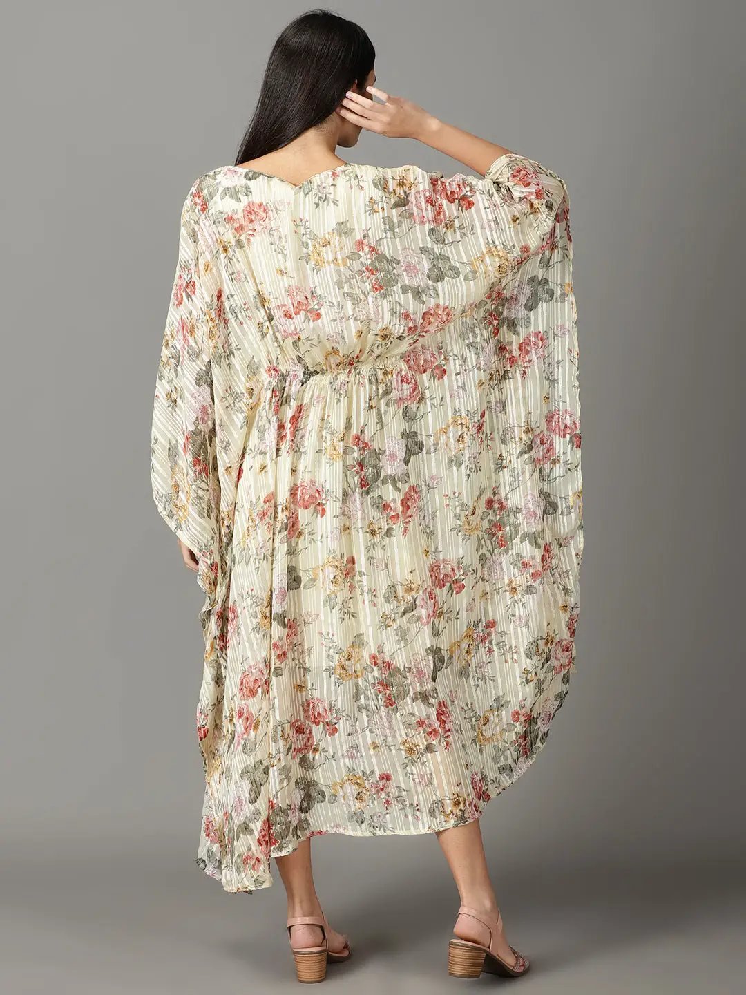 Women's Yellow Printed Kaftan Dress