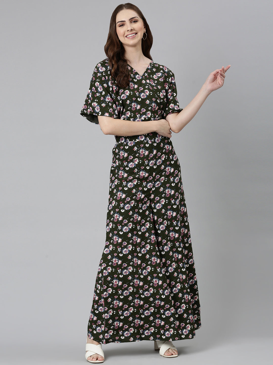 Women Olive Printed Co-Ords