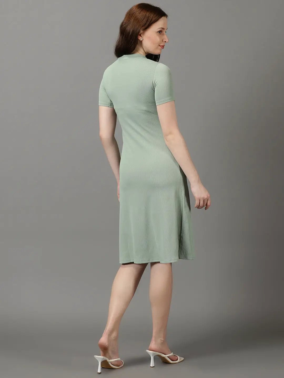 Women's Sea Green Solid A-Line Dress