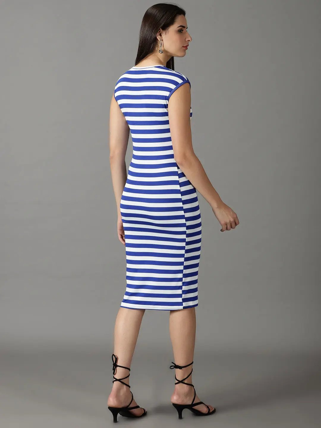 Women's Blue Striped Bodycon Dress