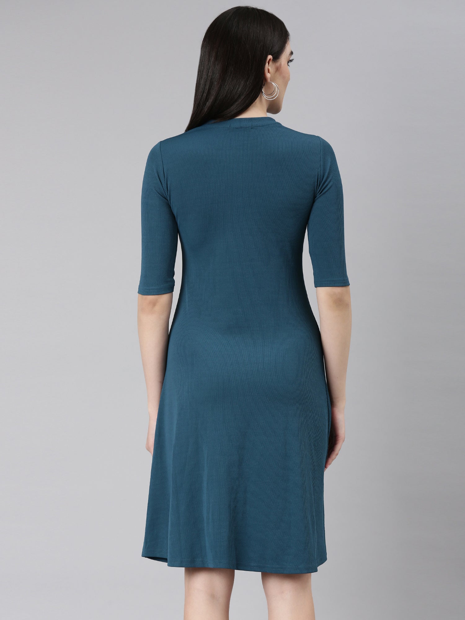 Women Teal Solid A-Line Dress