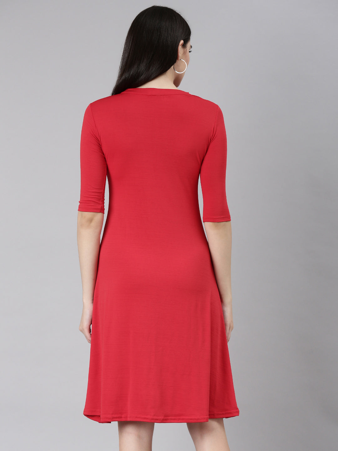 Women Red Typographic A-Line Dress