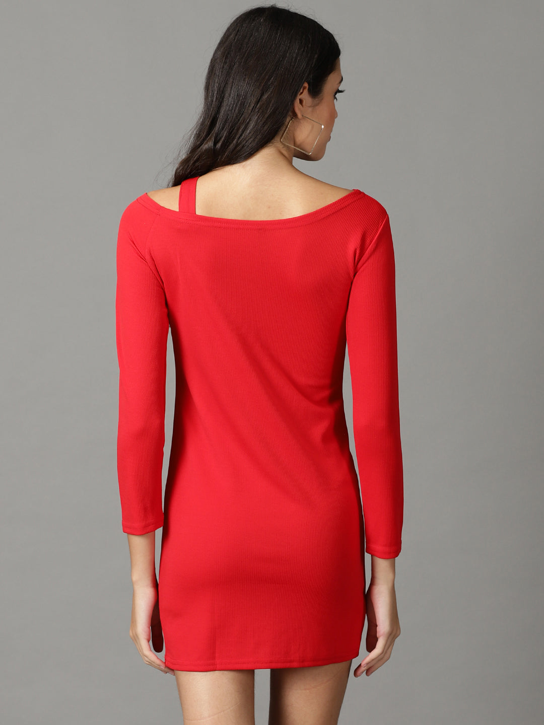 Women's Red Solid Bodycon Dress