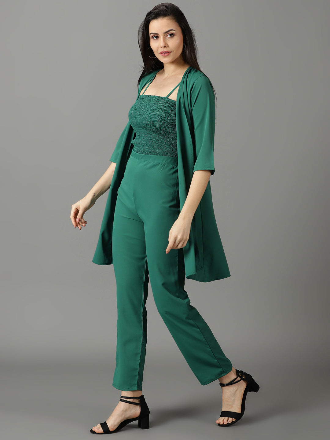 Women's Green Solid Co-Ords