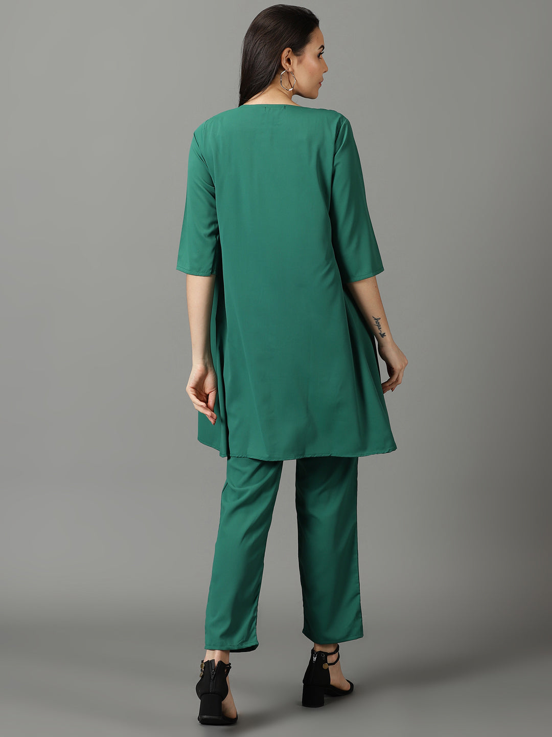 Women's Green Solid Co-Ords