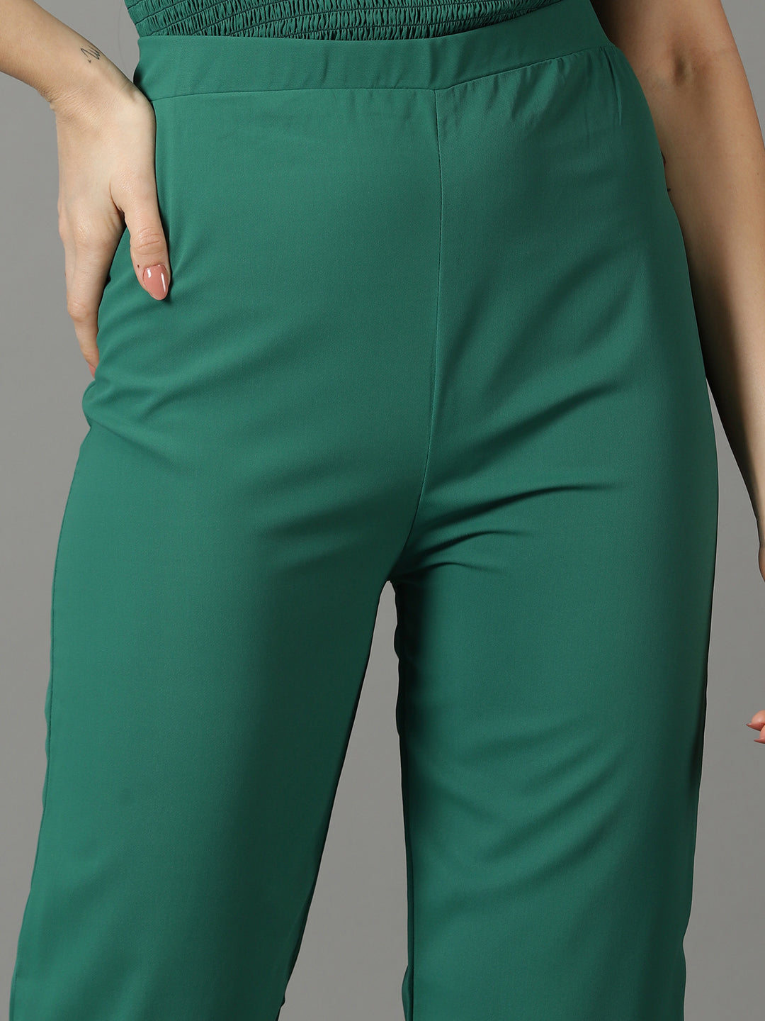 Women's Green Solid Co-Ords