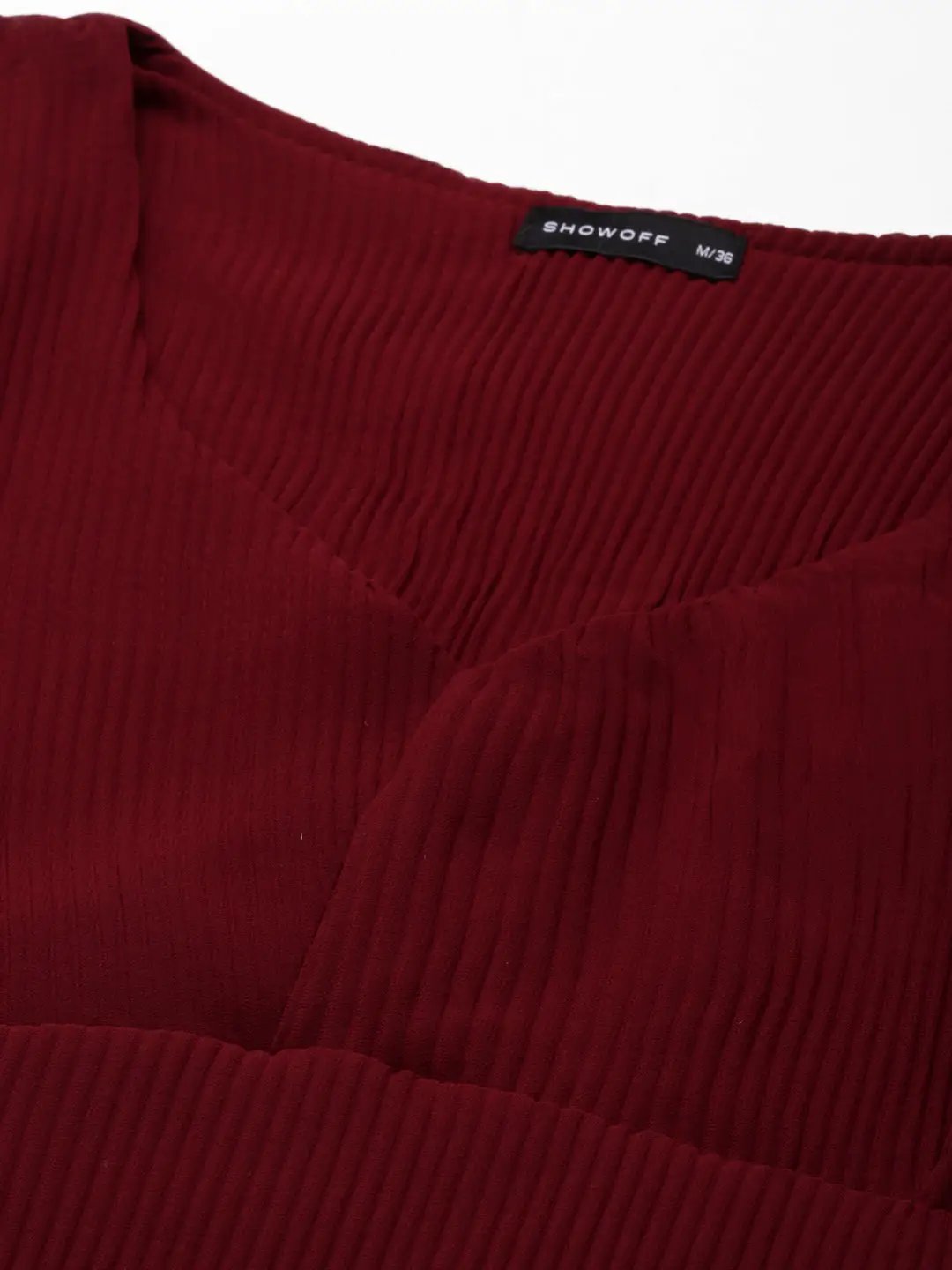 Women's Burgundy Solid Co-Ords