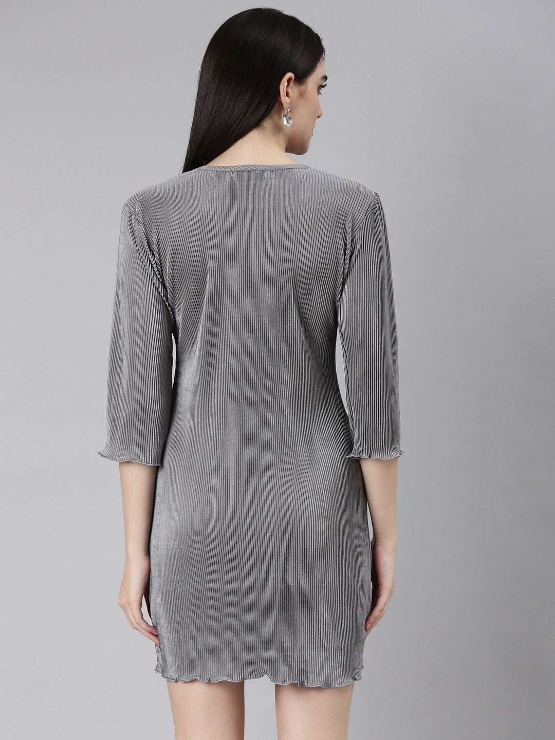 Women Grey Solid Bodycon Dress