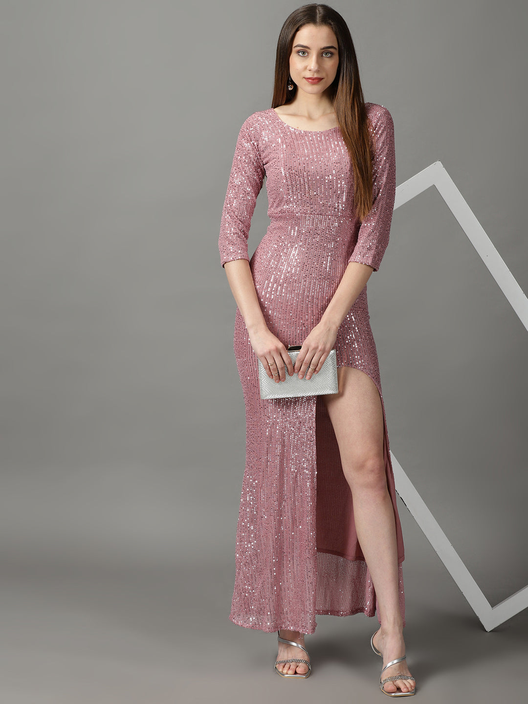 Women's Pink Embellished Bodycon Dress