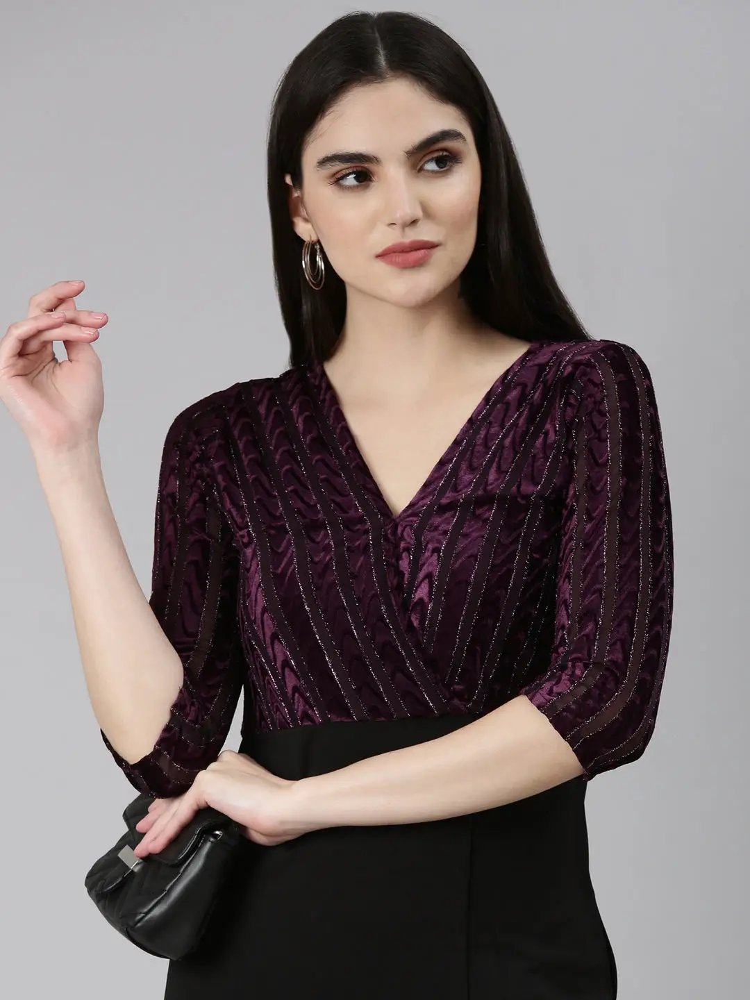 Women's Purple Solid Bodycon Dress