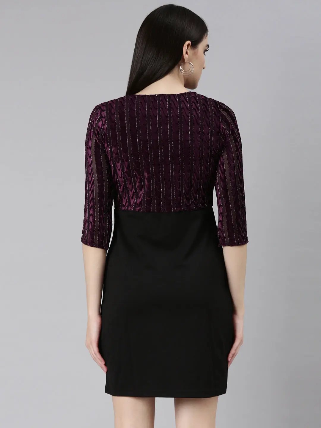 Women's Purple Solid Bodycon Dress