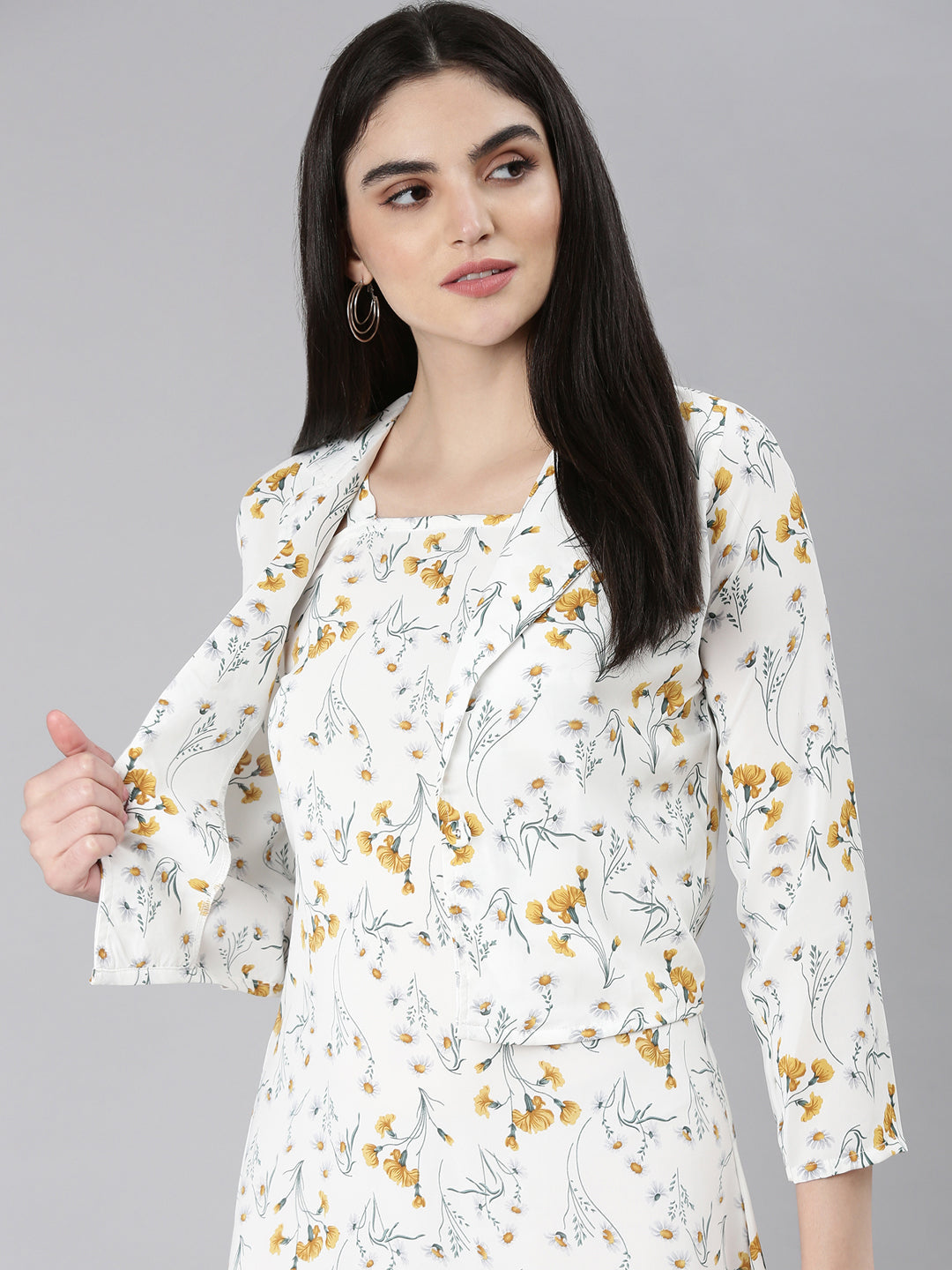 Women White Floral A-Line Dress