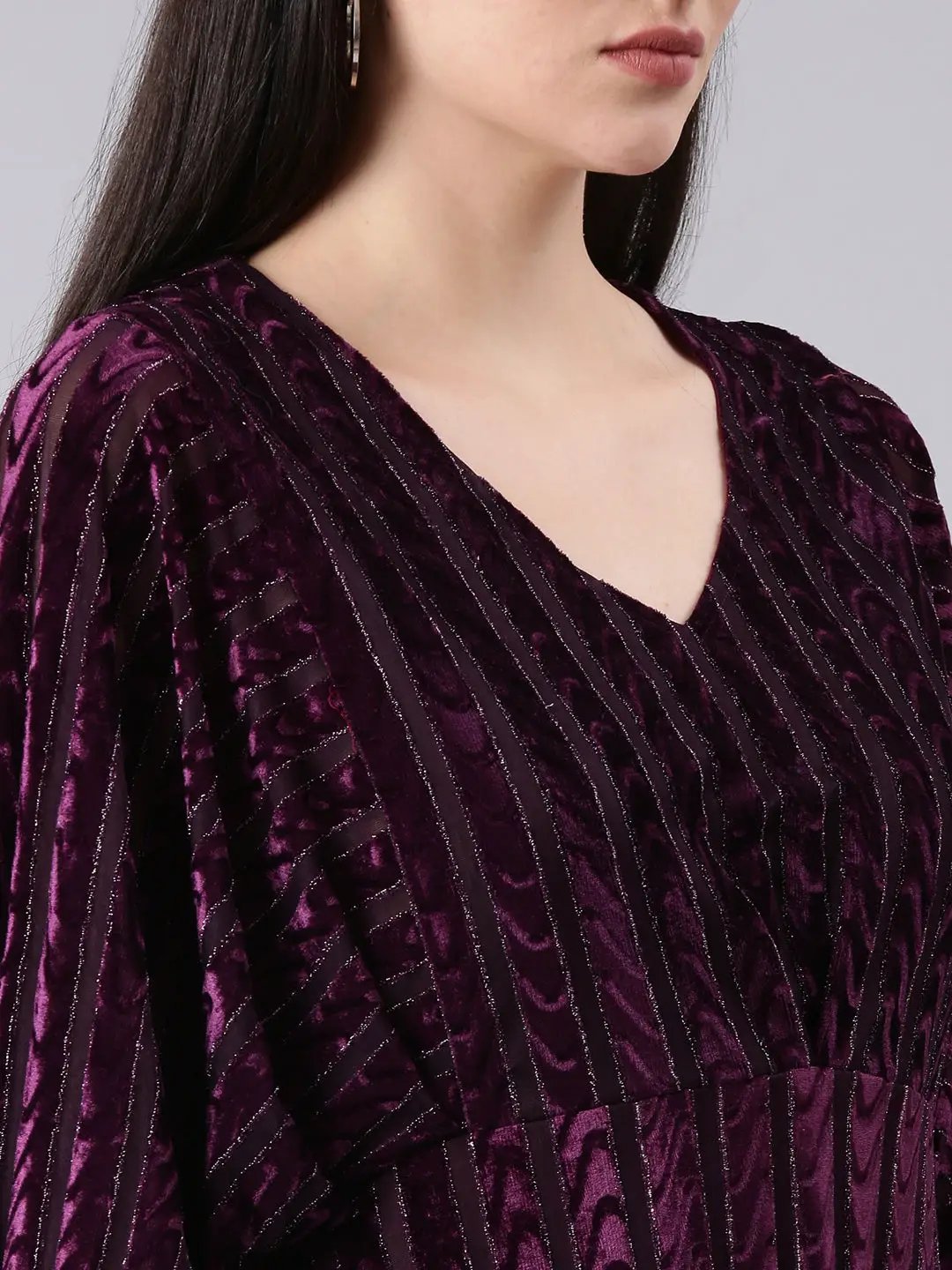 Women's Purple Striped A-Line Dress