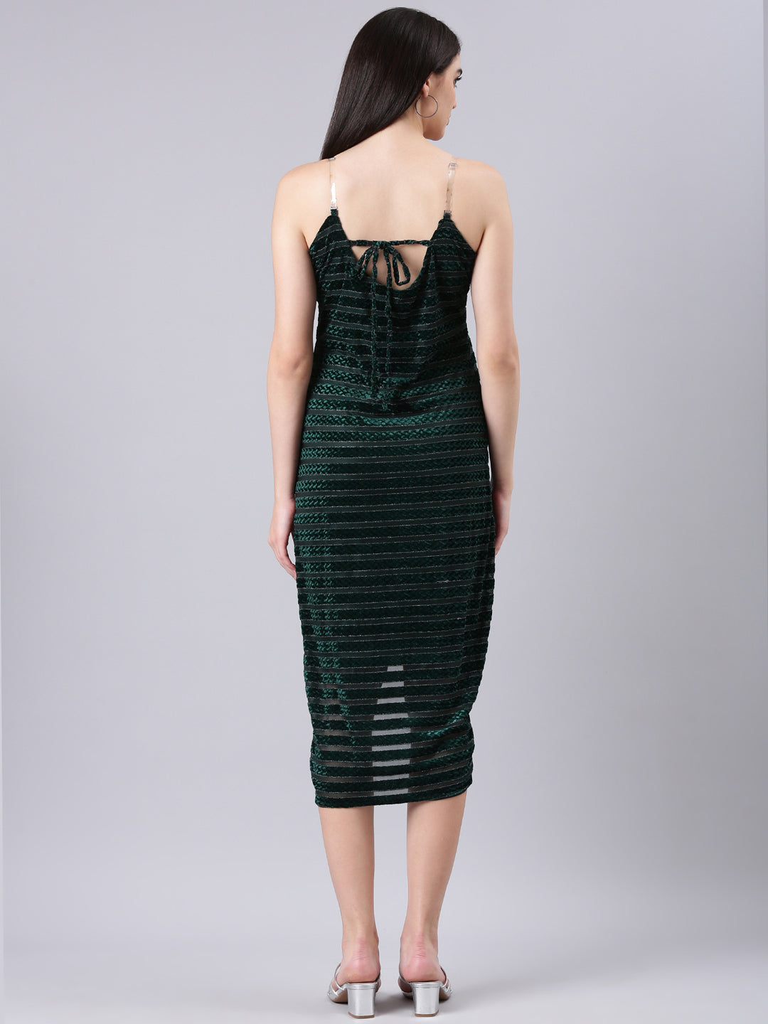 Women Green Striped Bodycon Dress