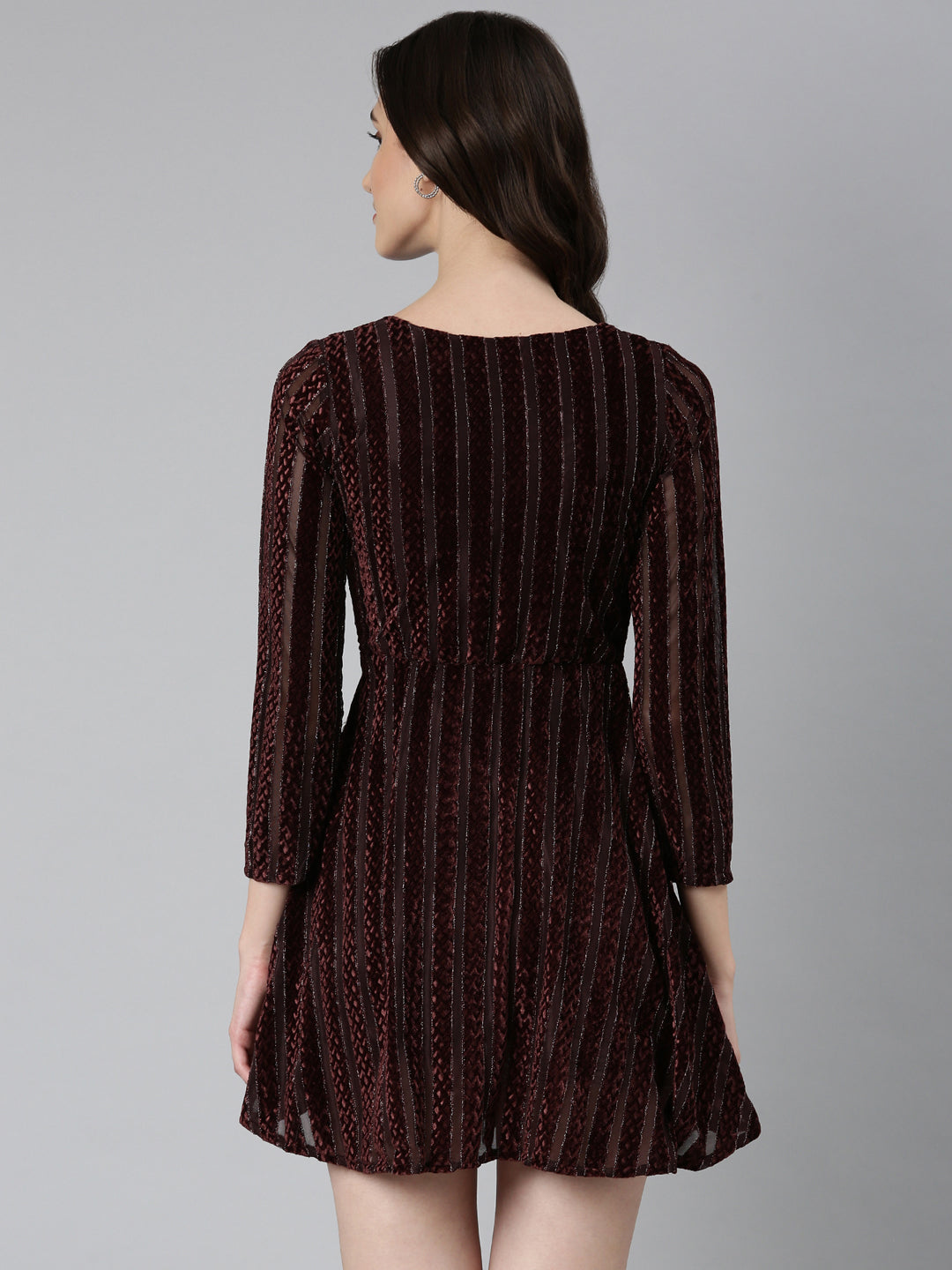 Women's Coffee Brown Solid Wrap Dress