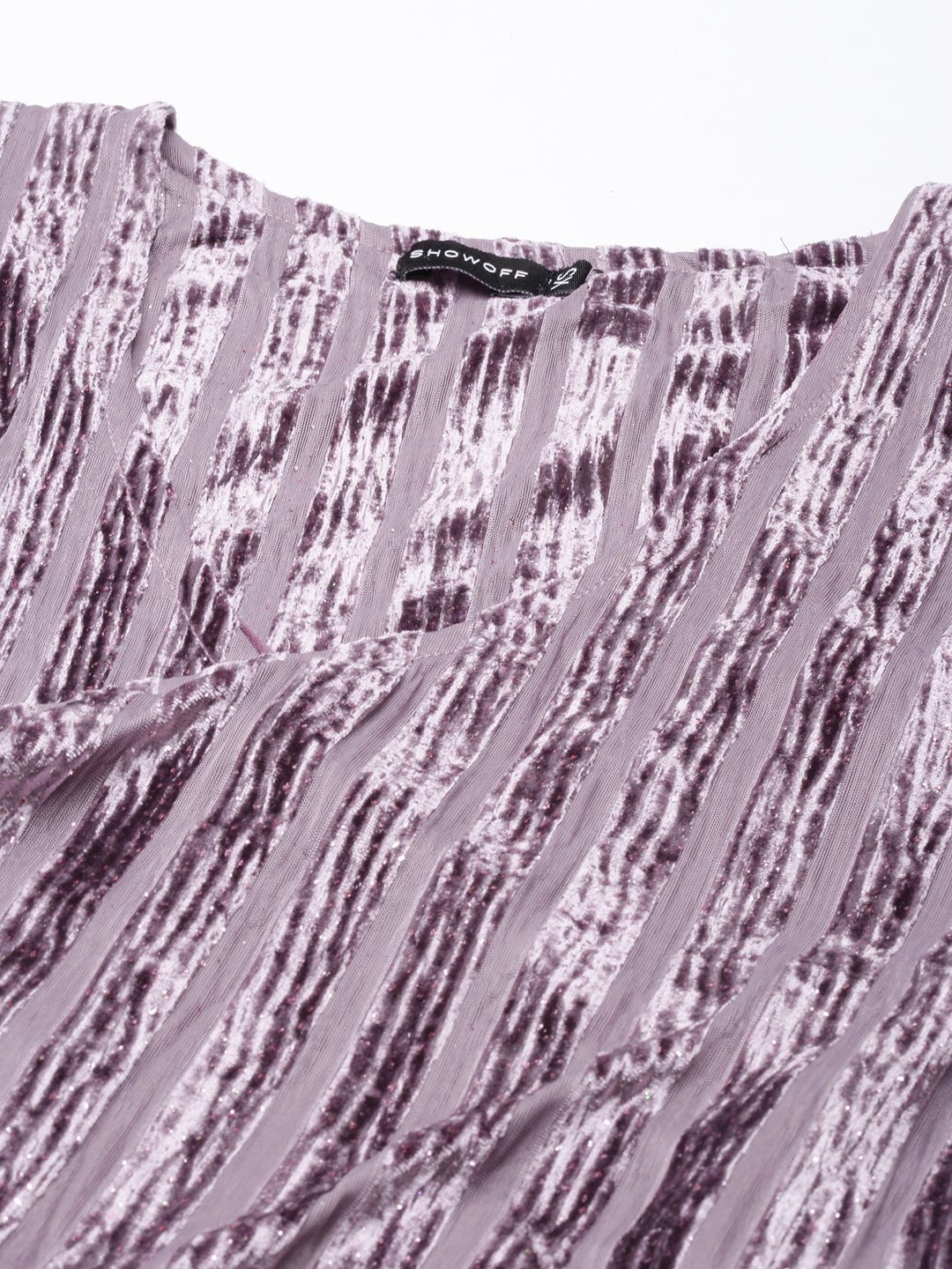 Women Lavender Striped Wrap Dress