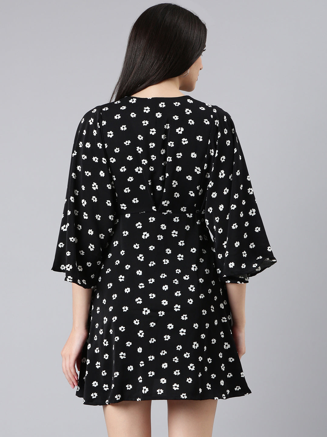 Women Black Floral A-Line Dress