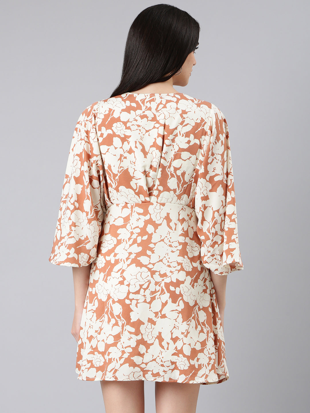 Women Rust Floral A-Line Dress