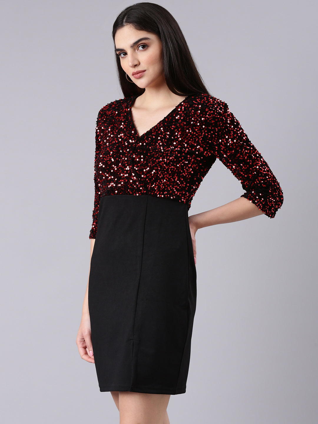 Women Black Embellished Bodycon Dress