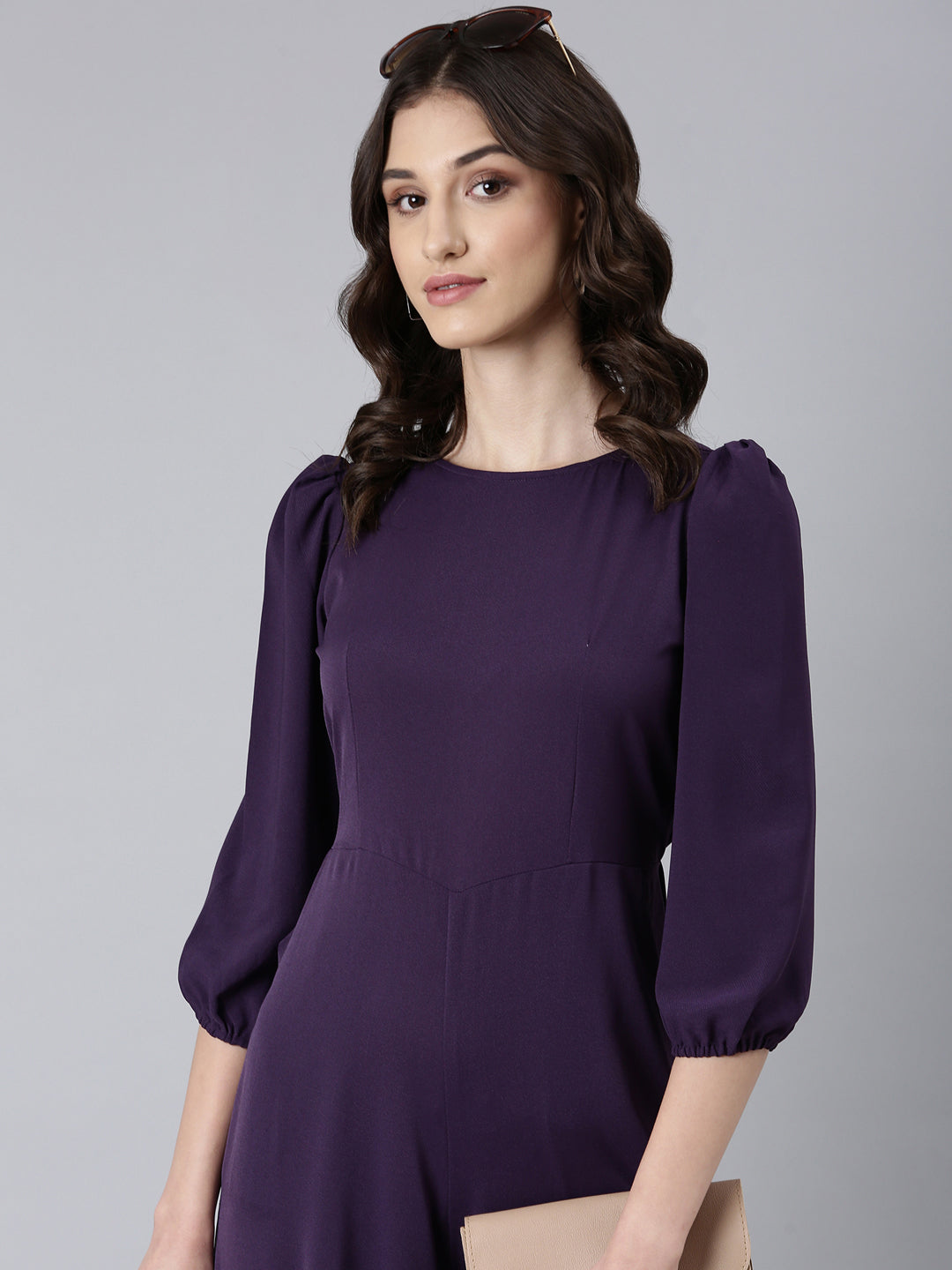 Women Violet Solid Jumpsuit