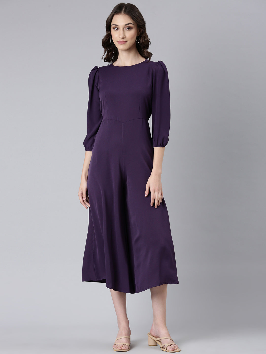 Women Violet Solid Jumpsuit