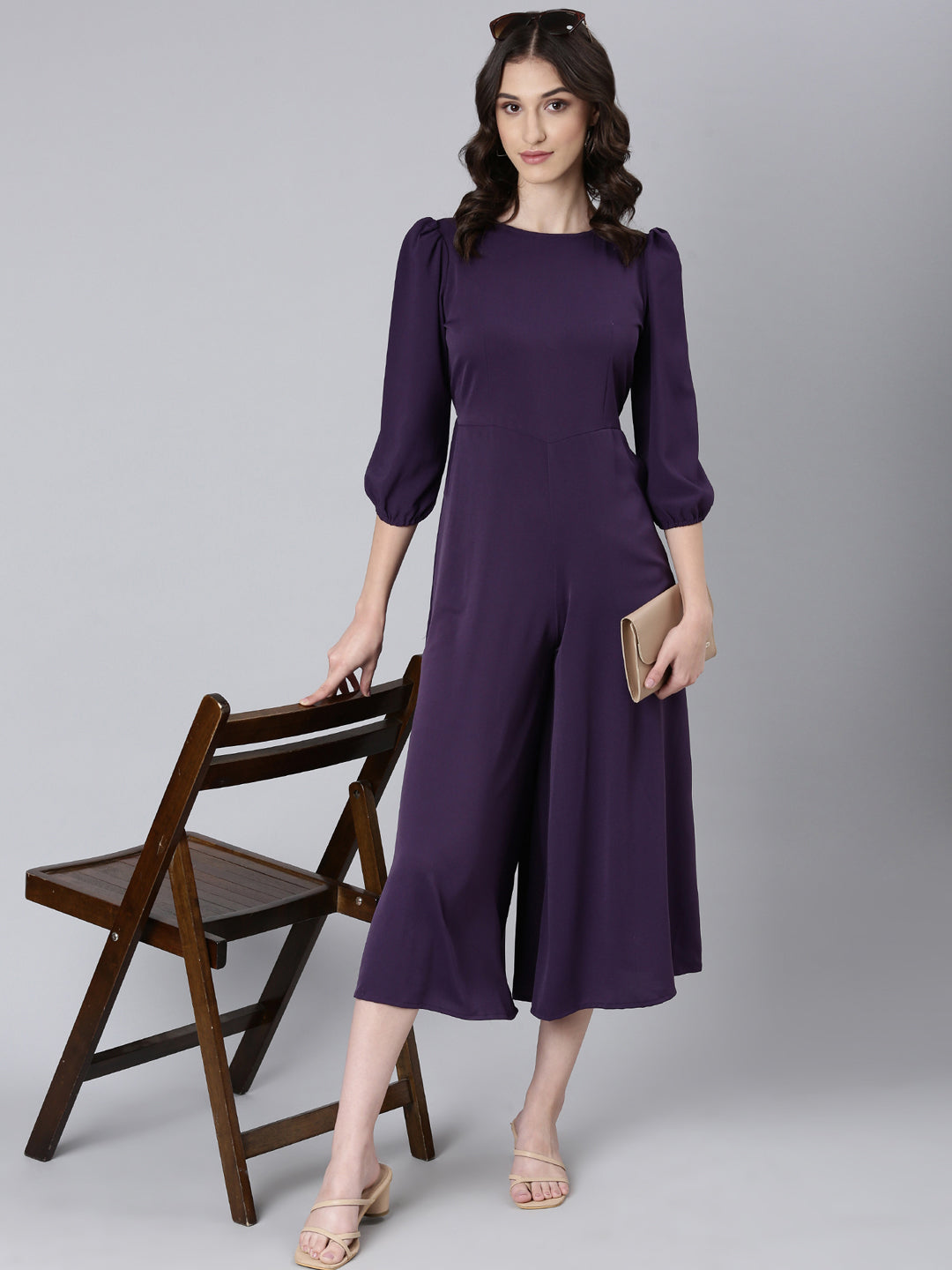 Women Violet Solid Jumpsuit