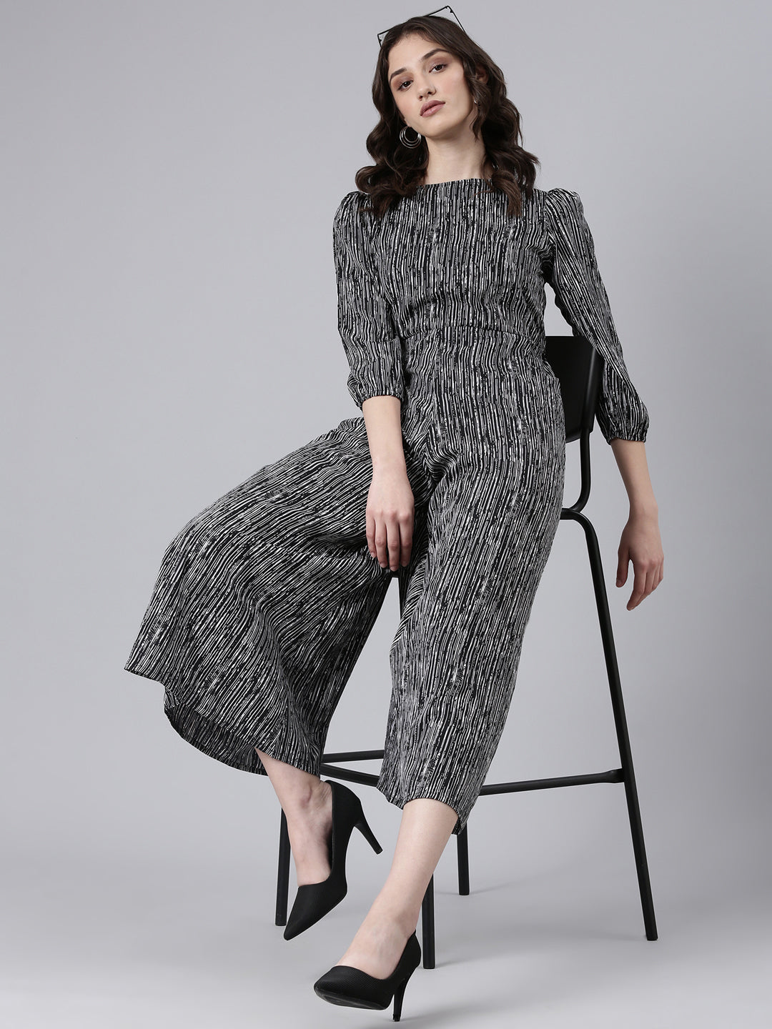 Women Black Printed Jumpsuit