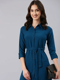 Women's Teal Shirt Maxi Dress