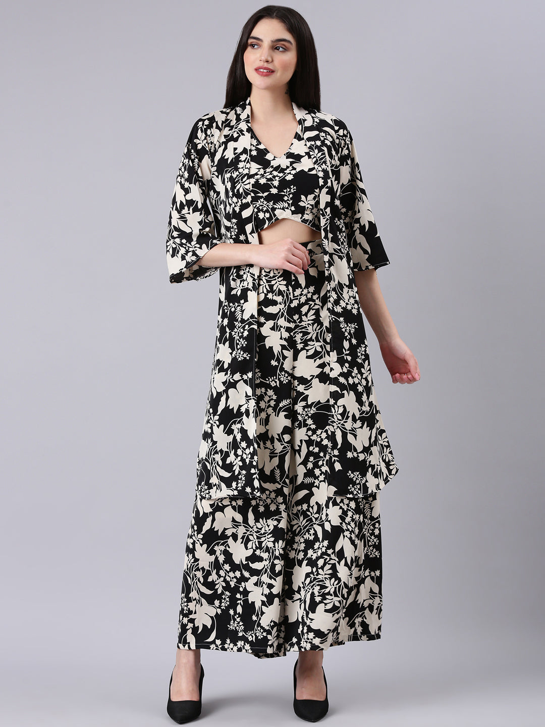 Women Black Printed Co-Ords