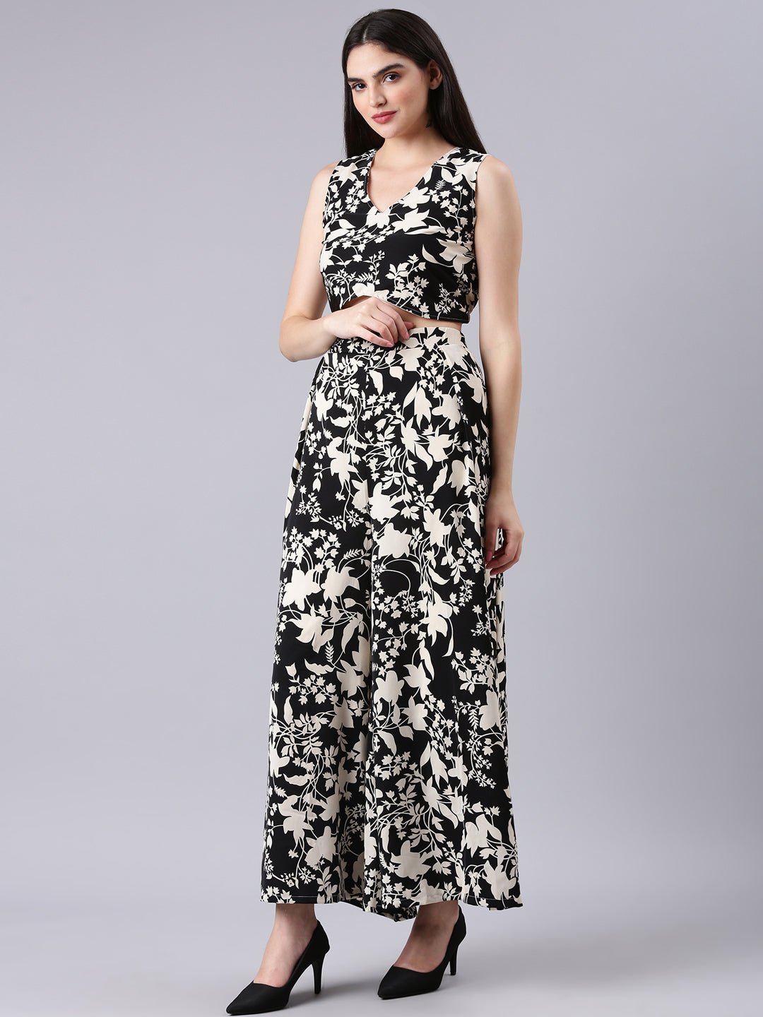 Women Black Printed Co-Ords