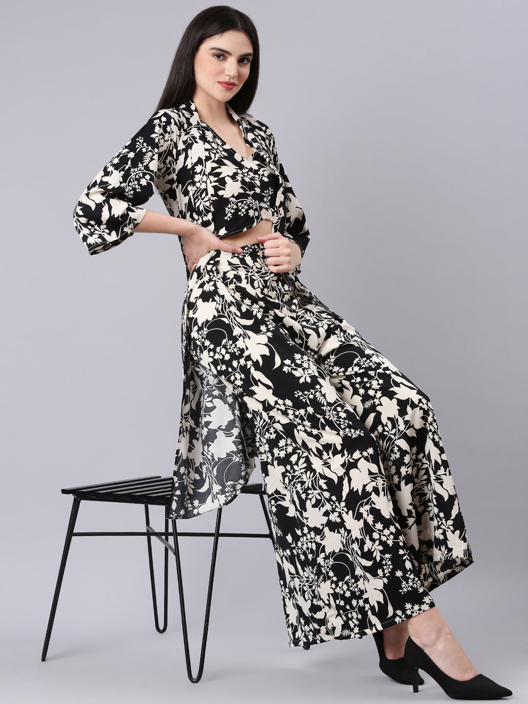 Women Black Printed Co-Ords