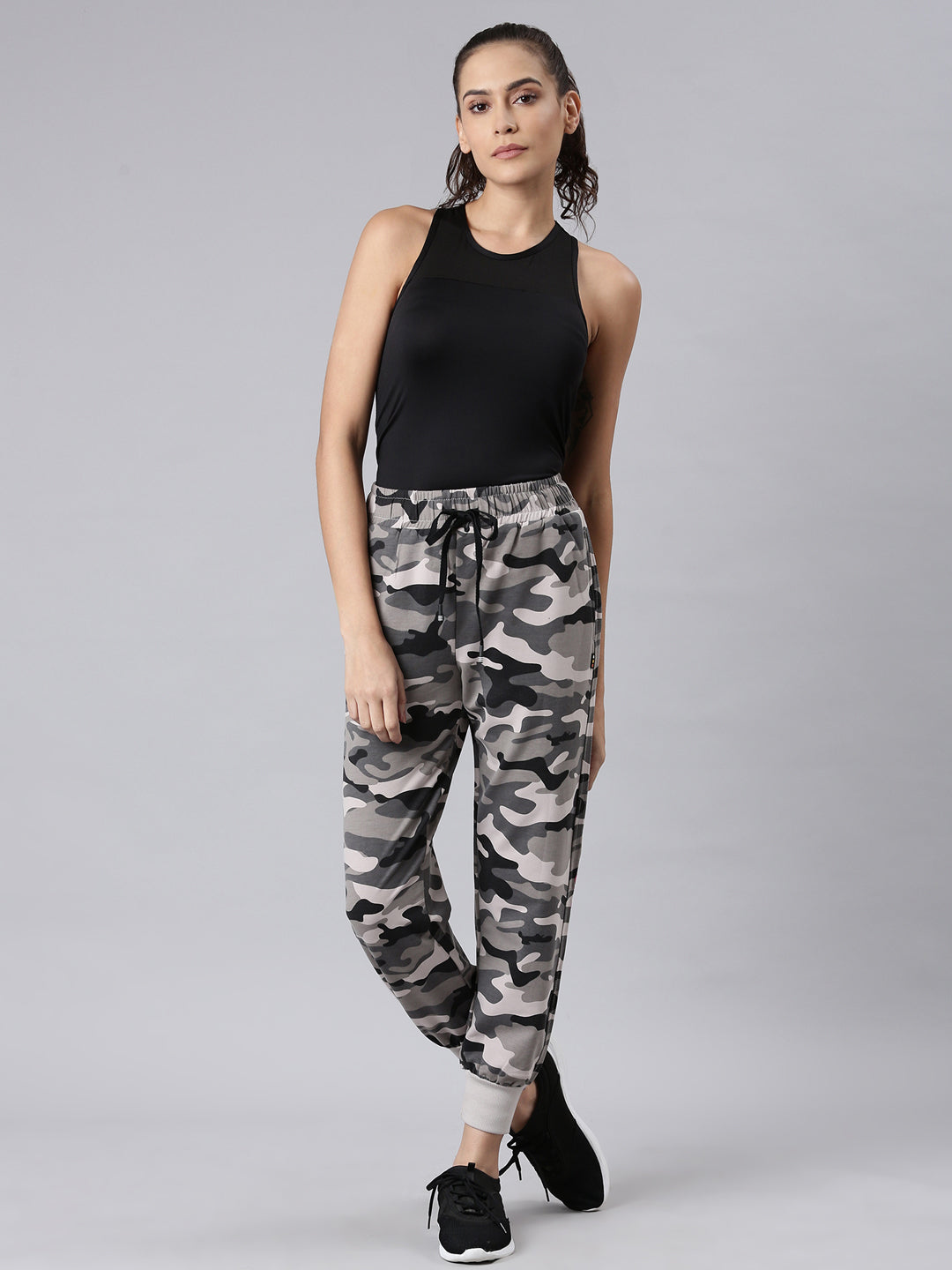 Women Taupe Camouflage Track Pant